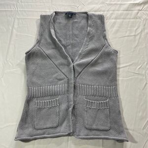 Banana Republic Vest Sweater Knit Button Front Cotton Cardigan Gray Womens XS